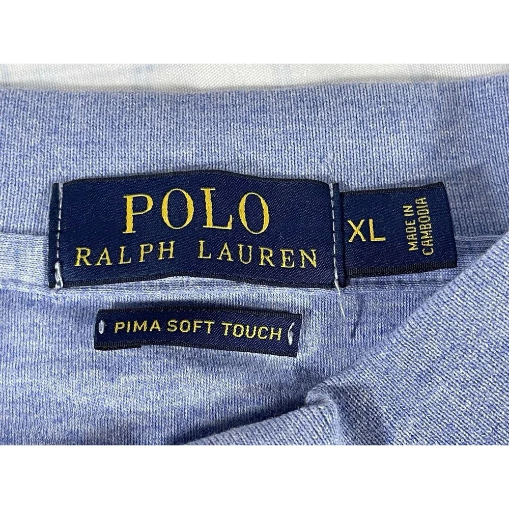 Polo Ralph Lauren Shirt XL Blue Pima Soft Touch Short Sleeve Cotton Polo Mens